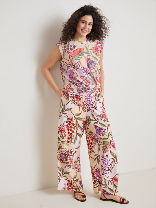 PANTAL&Oacute;N LARGO ESTAMPADO Crudo image number null