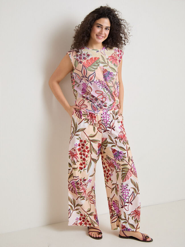 PANTAL&Oacute;N LARGO ESTAMPADO Crudo