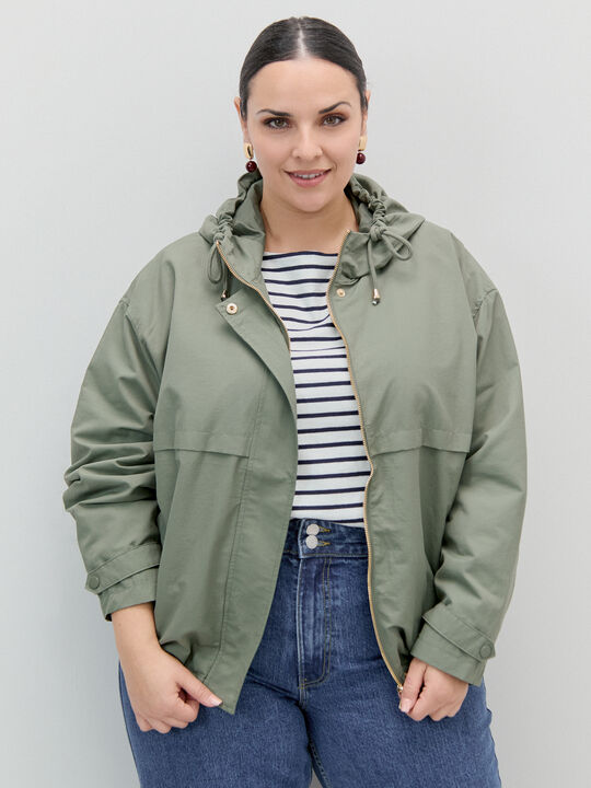 PARKA B&Aacute;SICA CAPUCHA kaki oscuro image number null