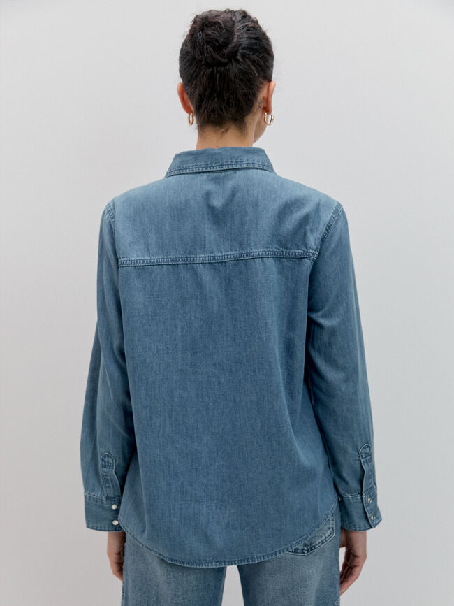 CAMISA VAQUERA BORDADA Mid blue