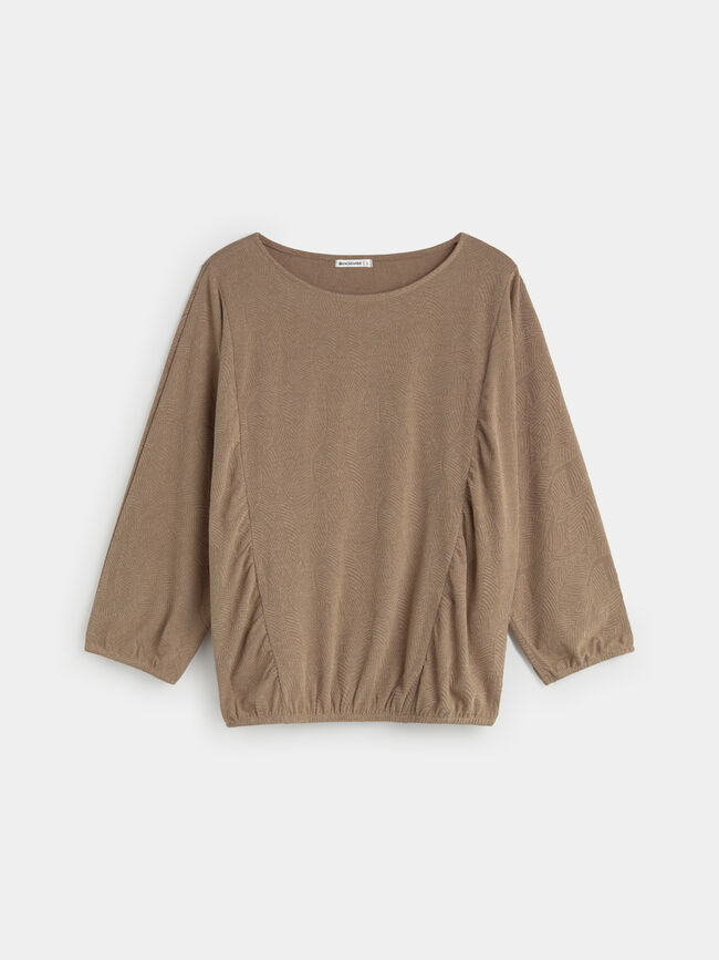 CAMISETA M 3/4 JACQUARD GOMACANILLAS AVENA TOSTADA
