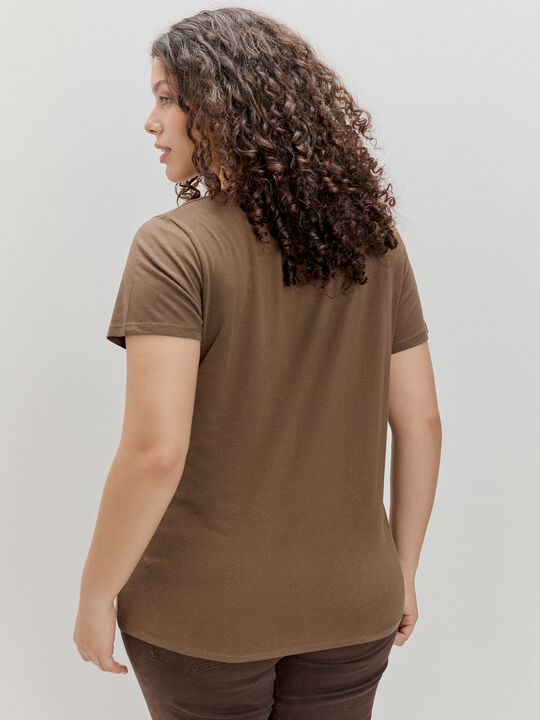 CAMISETA FLOR BRILLANTE Marron image number null