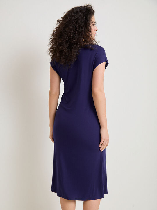 VESTIDO CUELLO PICO Azul Noche image number null