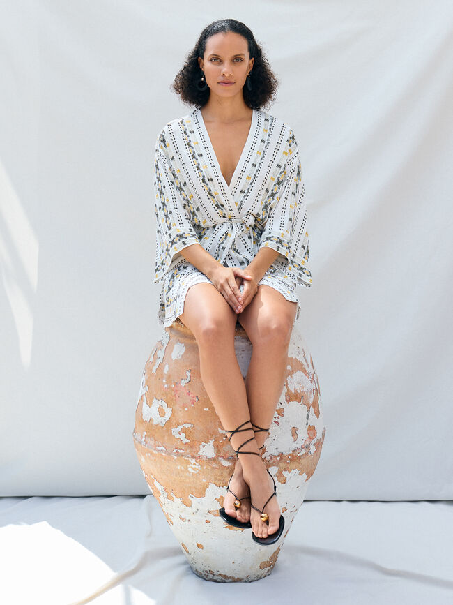 KIMONO FLUIDO ESTAMPADO Blanco Optico