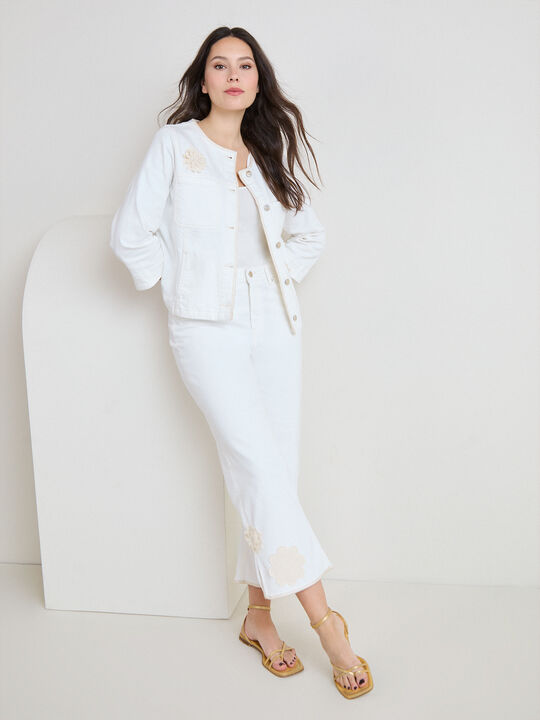 PANTALON DETALLE GANCHILLO Blanco Hueso image number null