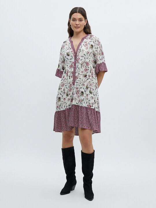 Vestido estampado floral Crudo image number null