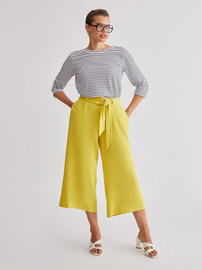 Pantalón culote rústico amarillo blush