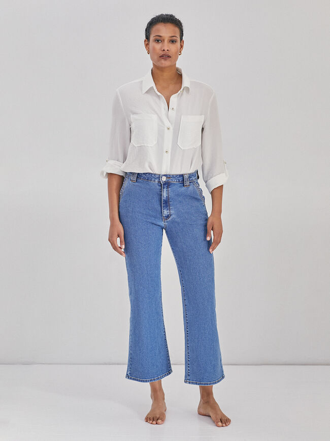 Pantalon detalle tweed Mid blue
