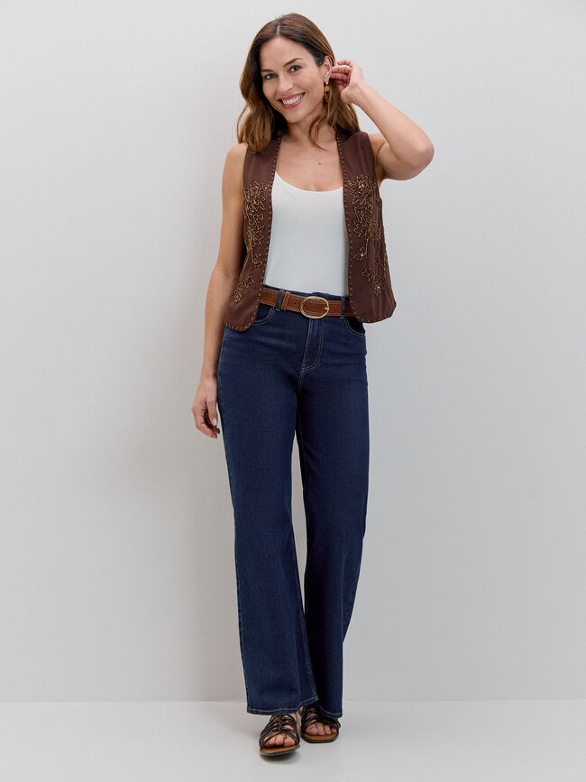 CHALECO BORDADOS ABALORIOS Marron