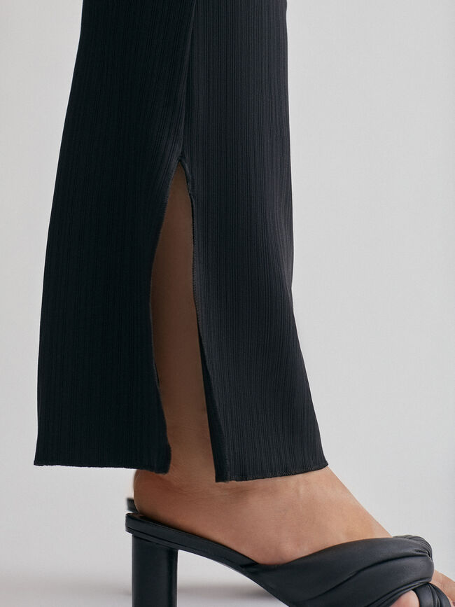 pantalón flore canalé Negro