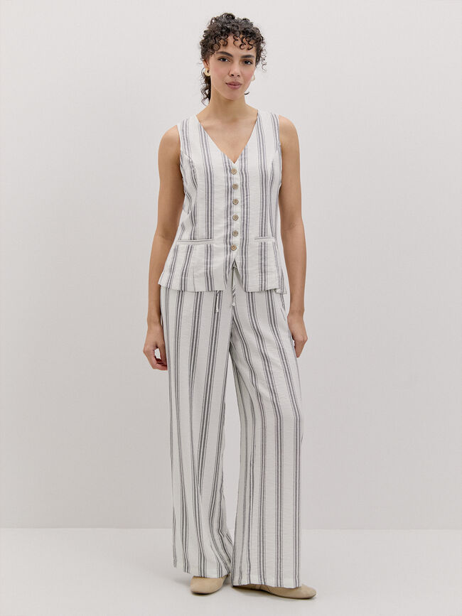 CHALECO BOTONES LARGO Crudo