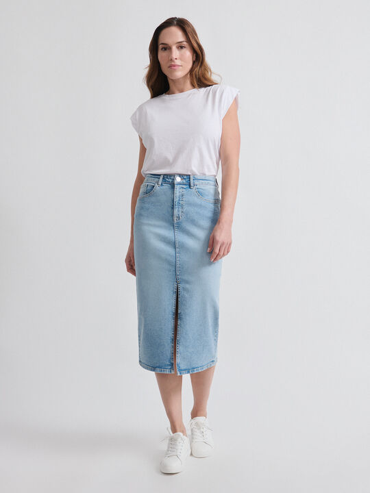 FALDA VAQUERA MIDI Mid blue image number null