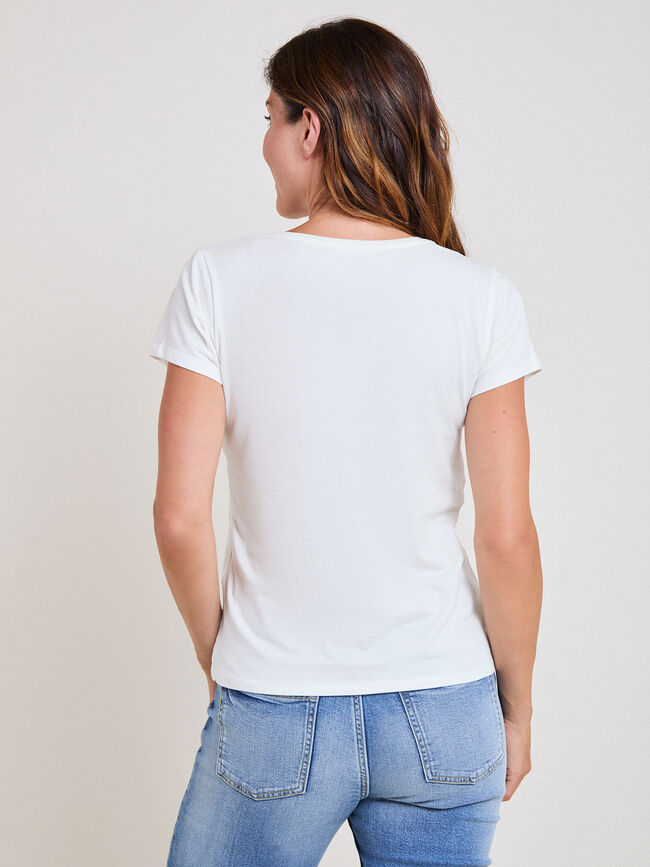 CAMISETA FLORES BRILLOS Crudo