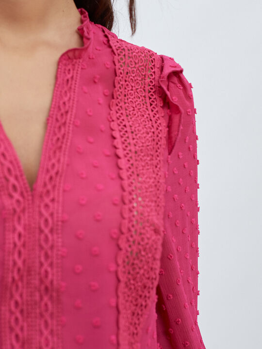 BLUSA PLUMETI VOLANTES rosa ruby image number null