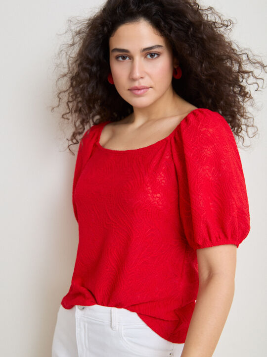 CAMISETA MESONERA JACQUARD Rojo image number null