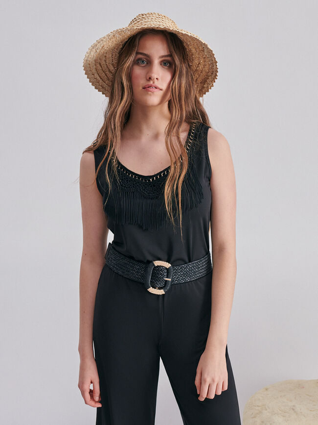 TOP FLECOS Negro