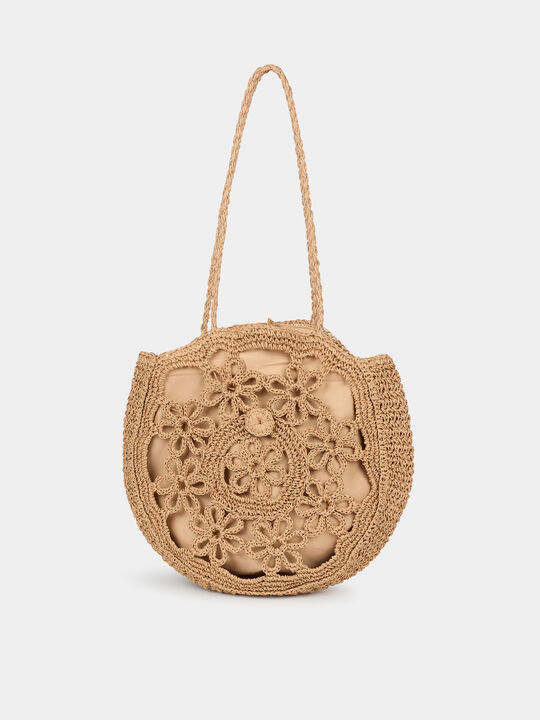 Bolso rafia flores Beige image number null