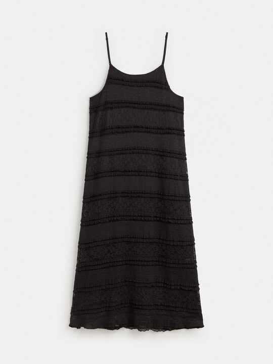 VESTIDO MINIVOLANTES BLONDA Negro image number null