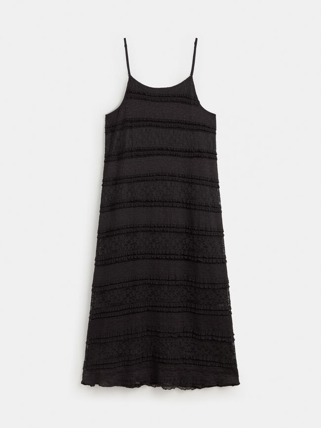 VESTIDO MINIVOLANTES BLONDA Negro