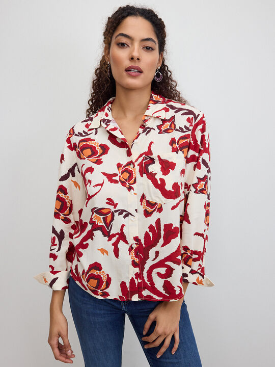 CAMISA VISCOSA ESTAMPADA Crudo image number null