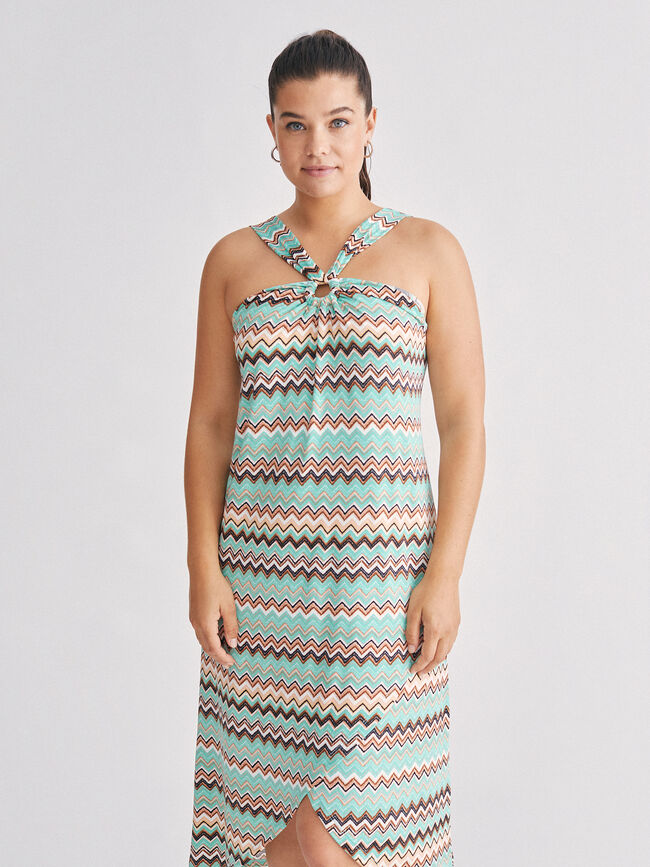 Vestido estampado geométrico Verde Aloe
