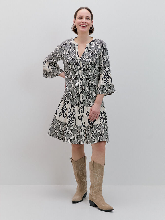 VESTIDO CORTO ESTAMPADO Negro