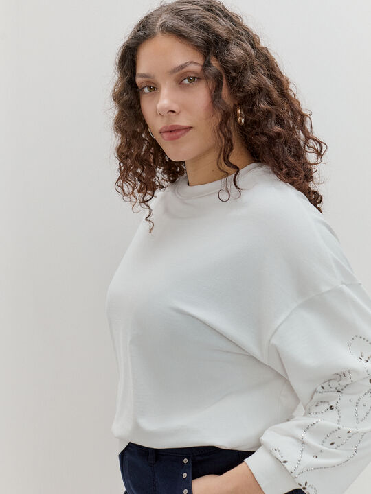 SUDADERA TACHAS PLATEADAS Blanco Optico image number null