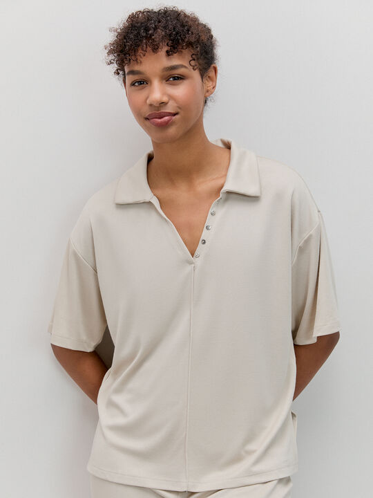 CAMISETA CUELLO CAMISERO Piedra image number null