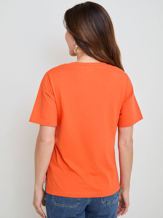 CAMISETA CUELLO PICO Rojo Pimenton image number null
