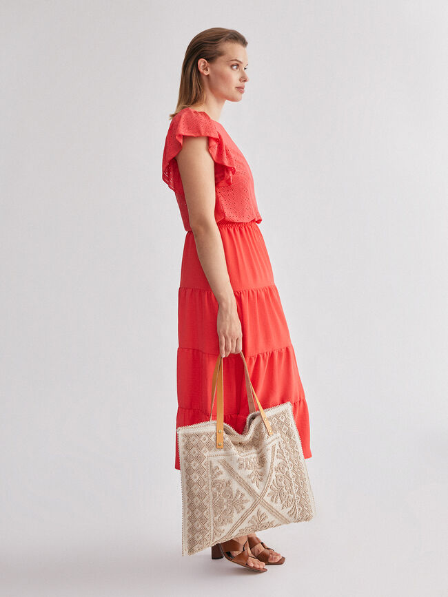 Top calados con volante en mangas Coral