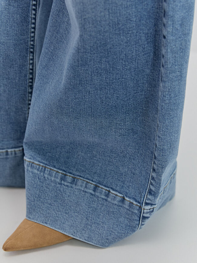 SUPER WIDE LEG TRENZA Mid blue