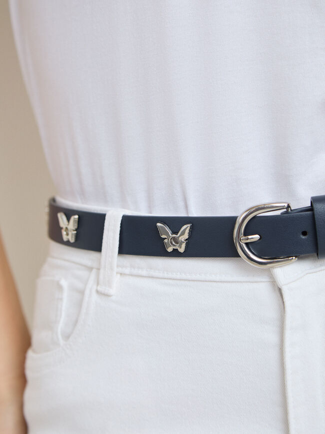 CINTUR&Oacute;N TACHAS MARIPOSAS Azul Marino