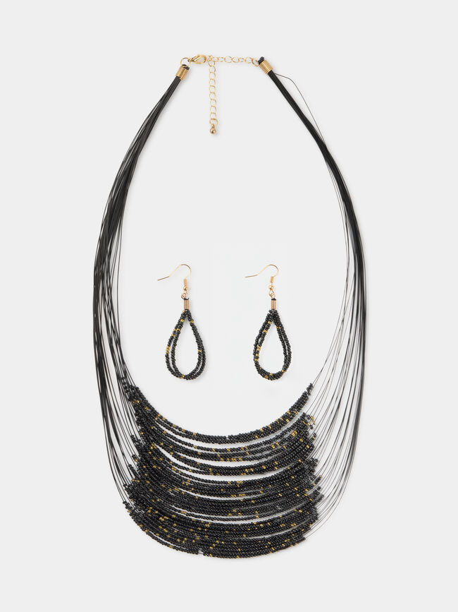 PACK COLLAR PENDIENTES Negro