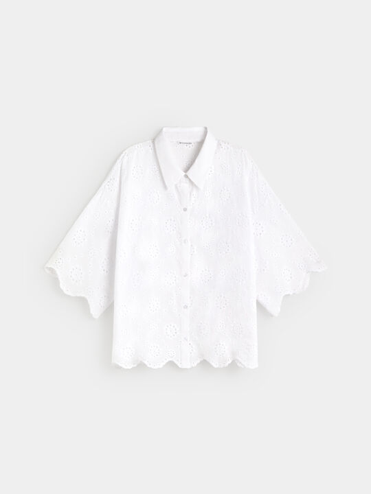 CAMISA BORDADA Blanco Optico image number null