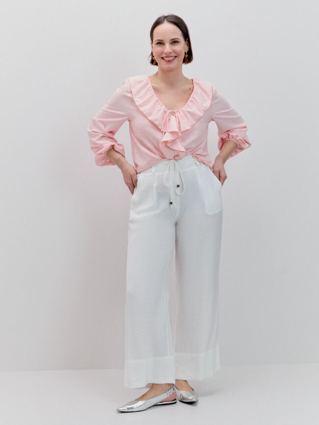 PANTAL&Oacute;N DETALLE BAJO Blanco Hueso