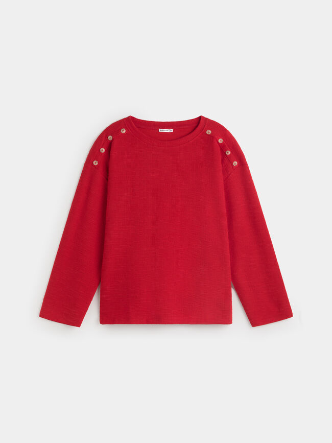 CAMISETA DETALLE BOTONES Rojo