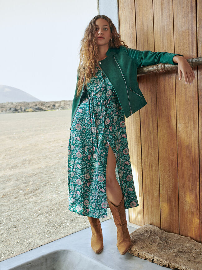 Vestido midi camisero estampado Vintage Blue