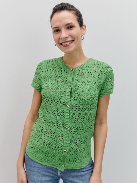 C&Aacute;RDIGAN MANGA CORTA Verde image number null