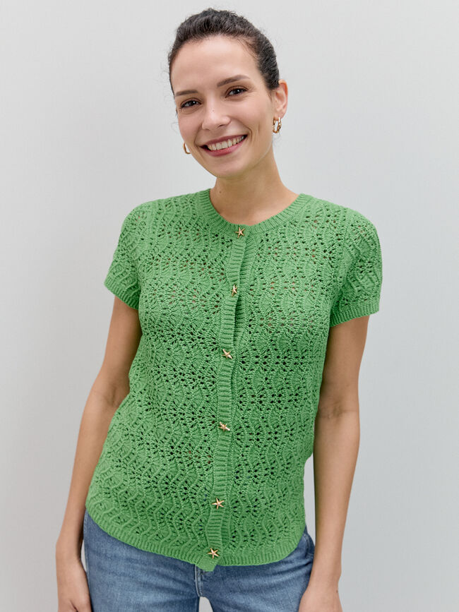 C&Aacute;RDIGAN MANGA CORTA Verde