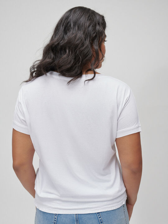 Camiseta cuello pico Blanco Optico image number null