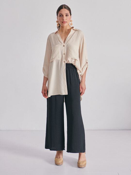 Pantalón culotte satinado Negro image number null