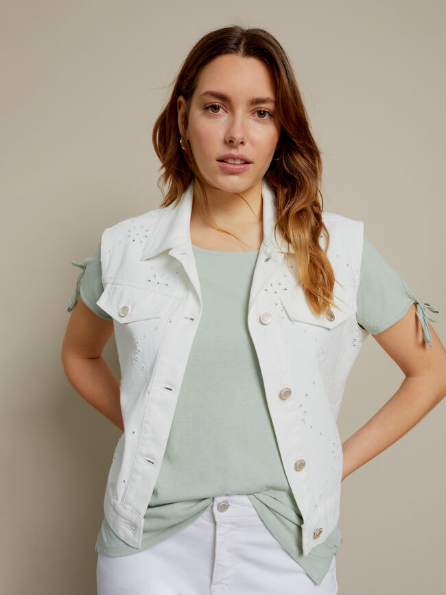Camiseta detalle nudo 100% algodón Perla Verdoso
