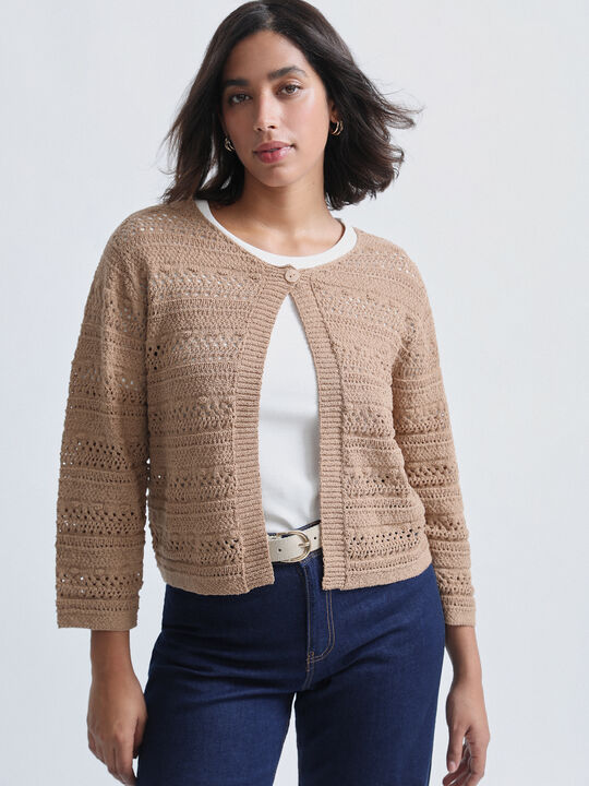 CARDIGAN UN BOTÓN Marron image number null