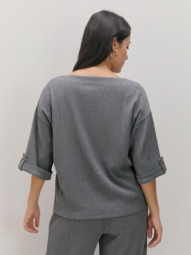CAMISETA DETALLE MANGA Gris Oscuro