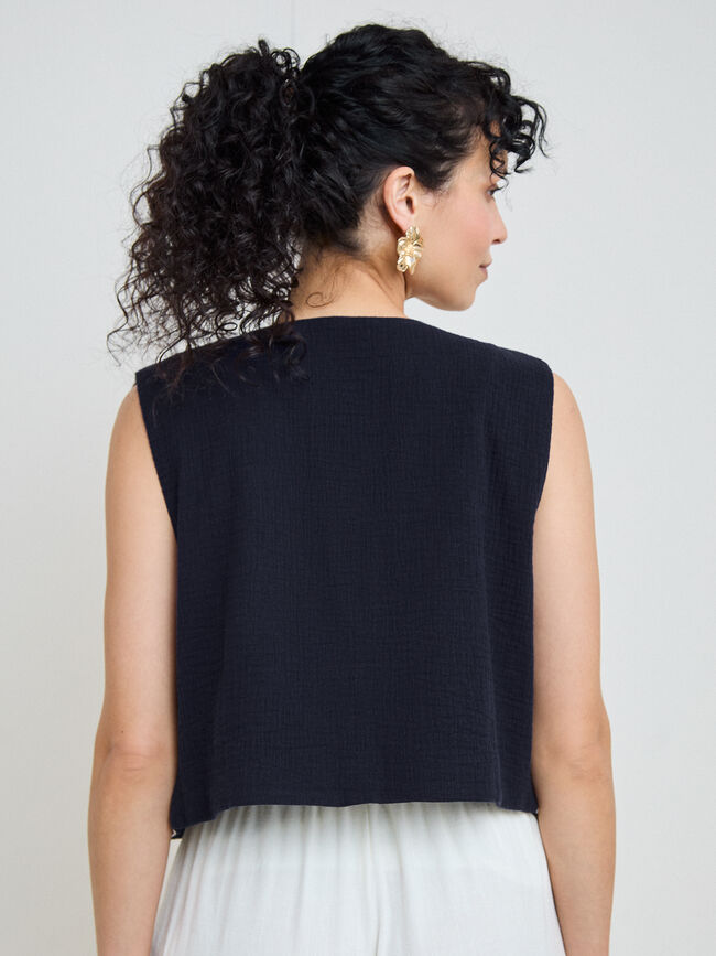 CHALECO BORDADOS CONTRASTE Azul Marino