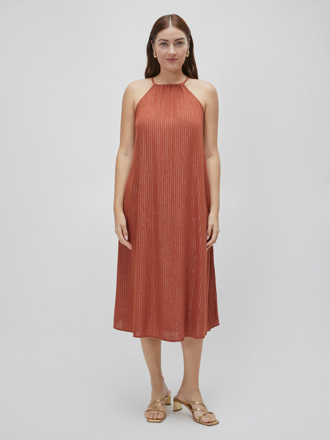 VESTIDO CUELLO HALTER Barro