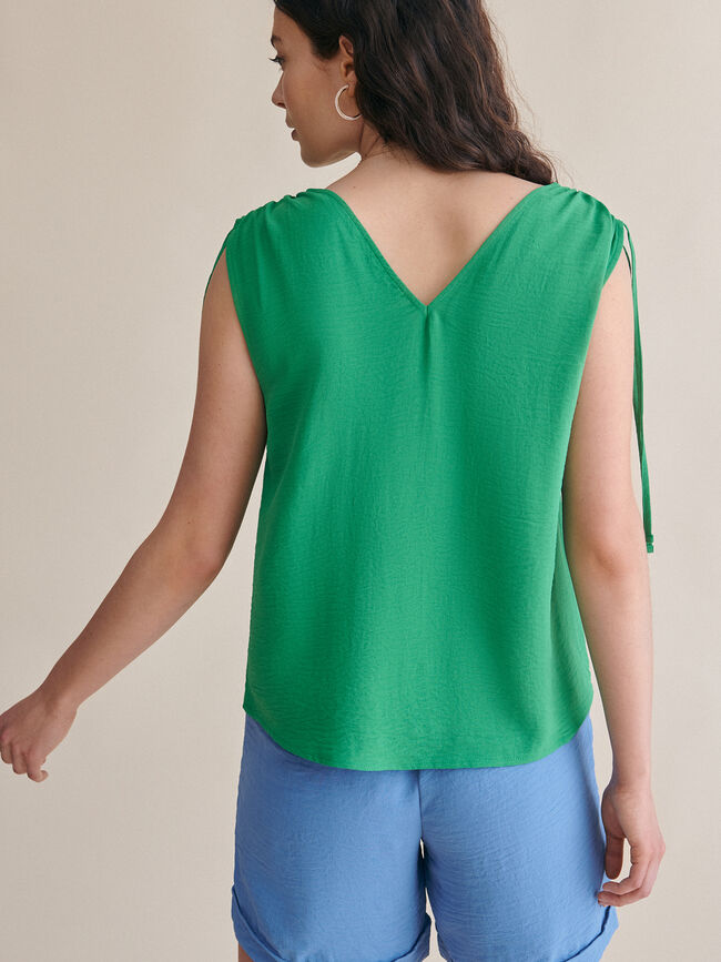 Top hombros fruncidos Verde Brillante