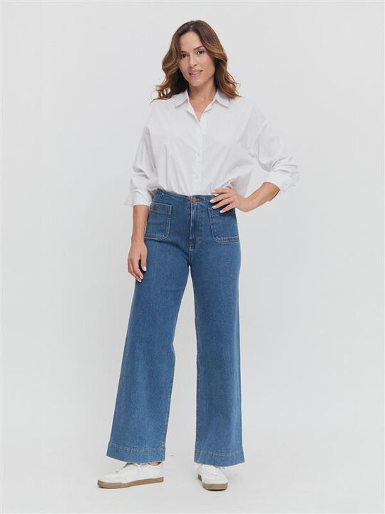 WIDE LEG BOLSILLOS Mid blue image number null
