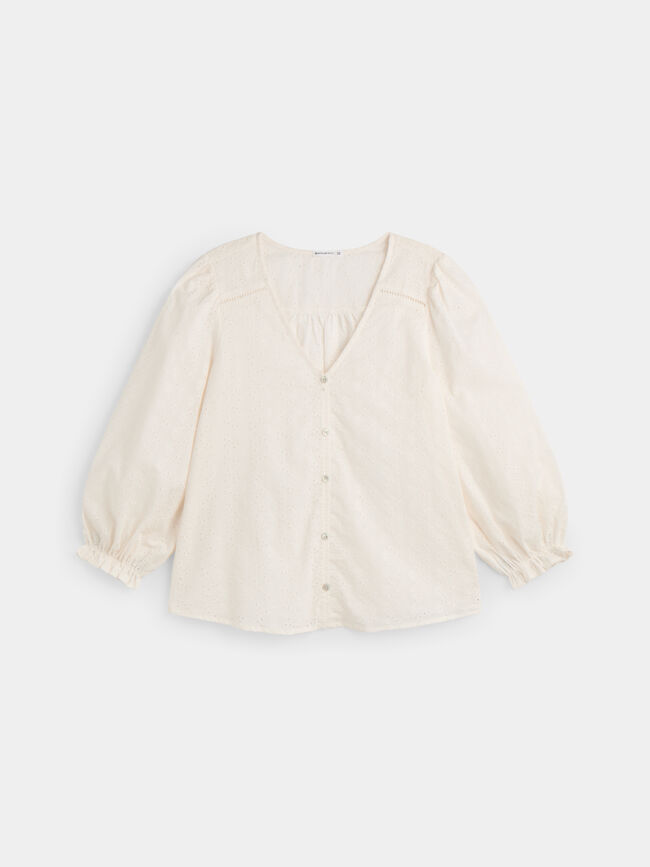 blusa manga abollonada Blanco Optico