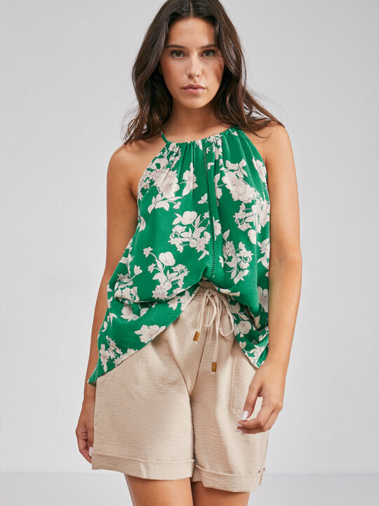 Top halter flores Verde image number null